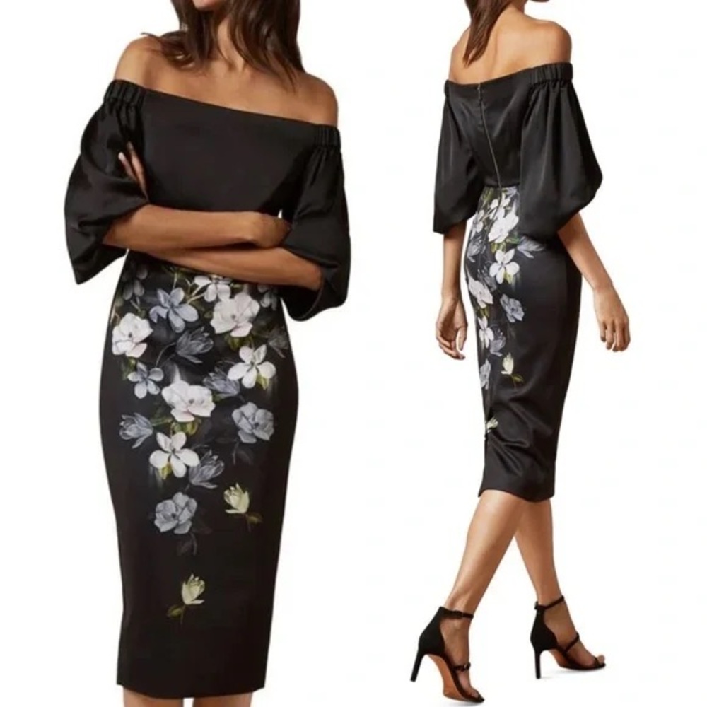 Ted Baker Adalli Opal Off-the-Shoulder Floral Printed Dress, Size S